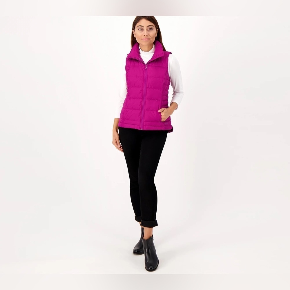 Lands' End NWT Women's Down Puffer Vest in Magenta